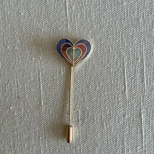 Heart Shaped Cloissone Pin Gold tone